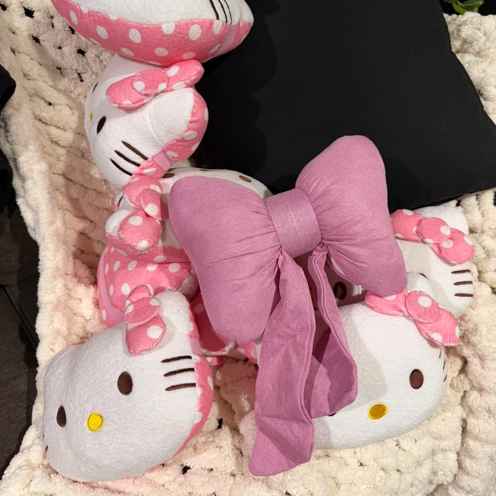 Hello Kitty Stuffed Animal with Pink Polka Dot Outfit